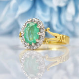 Ellibelle Jewellery Vintage 1975 Emerald & Diamond 18ct Gold Cluster Ring