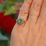 Ellibelle Jewellery Vintage 1975 Emerald & Diamond 18ct Gold Cluster Ring
