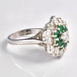 Ellibelle Jewellery Vintage 1975 Emerald & Diamond 18ct White Gold Cluster Ring