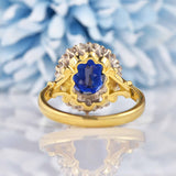 Ellibelle Jewellery Vintage 1975 Natural Sapphire & Diamond Cluster Engagement Ring