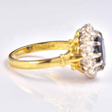 Ellibelle Jewellery Vintage 1975 Natural Sapphire & Diamond Cluster Engagement Ring