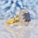 Ellibelle Jewellery Vintage 1975 Natural Sapphire & Diamond Cluster Engagement Ring