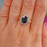 Ellibelle Jewellery Vintage 1975 Natural Sapphire & Diamond Cluster Engagement Ring