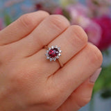 Ellibelle Jewellery Vintage 1975 Ruby & Diamond 18ct White Gold Cluster Ring