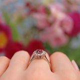 Ellibelle Jewellery Vintage 1975 Ruby & Diamond 18ct White Gold Cluster Ring