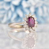 Ellibelle Jewellery Vintage 1975 Ruby & Diamond 18ct White Gold Cluster Ring