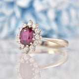 Ellibelle Jewellery Vintage 1975 Ruby & Diamond 18ct White Gold Cluster Ring
