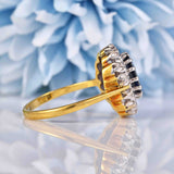 Ellibelle Jewellery Vintage 1975 Sapphire & Diamond 18ct Gold Cluster Engagement Ring