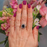 Ellibelle Jewellery Vintage 1975 Sapphire & Diamond 18ct Gold Cluster Engagement Ring