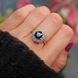 Ellibelle Jewellery Vintage 1975 Sapphire & Diamond 18ct Gold Cluster Engagement Ring