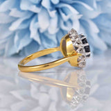 Ellibelle Jewellery Vintage 1975 Sapphire & Diamond 18ct Gold Cluster Engagement Ring