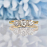 Ellibelle Jewellery Vintage 1977 Diamond 18ct Gold & Platinum Three Stone Ring