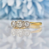 Ellibelle Jewellery Vintage 1977 Diamond 18ct Gold & Platinum Three Stone Ring
