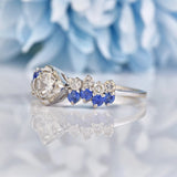 Ellibelle Jewellery Vintage 1977 Diamond & Sapphire 18ct White Gold Ring (1.04ct)