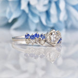 Ellibelle Jewellery Vintage 1977 Diamond & Sapphire 18ct White Gold Ring (1.04ct)