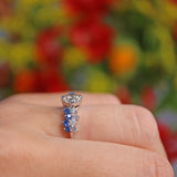 Ellibelle Jewellery Vintage 1977 Diamond & Sapphire 18ct White Gold Ring (1.04ct)