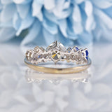Ellibelle Jewellery Vintage 1977 Diamond & Sapphire 18ct White Gold Ring (1.04ct)