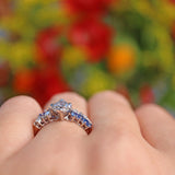 Ellibelle Jewellery Vintage 1977 Diamond & Sapphire 18ct White Gold Ring (1.04ct)