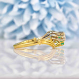 Ellibelle Jewellery Vintage 1977 Emerald & Diamond 18ct Gold Toi et Moi Engagement Ring