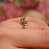Ellibelle Jewellery Vintage 1977 Emerald & Diamond 18ct Gold Toi et Moi Engagement Ring
