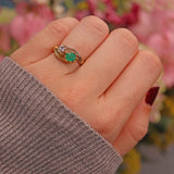 Ellibelle Jewellery Vintage 1977 Emerald & Diamond 18ct Gold Toi et Moi Engagement Ring