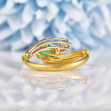 Ellibelle Jewellery Vintage 1977 Emerald & Diamond 18ct Gold Toi et Moi Engagement Ring
