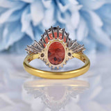 Ellibelle Jewellery Vintage 1977 Garnet & Diamond 18ct Gold Ring