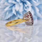 Ellibelle Jewellery Vintage 1977 Garnet & Diamond 18ct Gold Ring