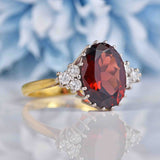 Ellibelle Jewellery Vintage 1977 Garnet & Diamond 18ct Gold Ring