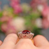Ellibelle Jewellery Vintage 1977 Garnet & Diamond 18ct Gold Ring