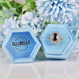 Ellibelle Jewellery Vintage 1977 Natural Sapphire & Diamond Cluster Engagement Ring