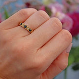 Ellibelle Jewellery Vintage 1977 Sapphire & Diamond 18ct Gold Half Eternity Band Ring