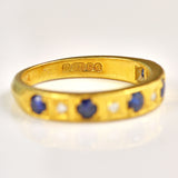 Ellibelle Jewellery Vintage 1977 Sapphire & Diamond 18ct Gold Half Eternity Band Ring
