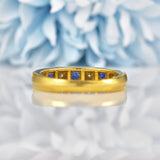 Ellibelle Jewellery Vintage 1977 Sapphire & Diamond 18ct Gold Half Eternity Band Ring