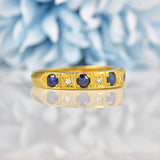 Ellibelle Jewellery Vintage 1977 Sapphire & Diamond 18ct Gold Half Eternity Band Ring