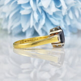 Ellibelle Jewellery Vintage 1978 Dark Sapphire & Diamond Three Stone Ring