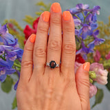 Ellibelle Jewellery Vintage 1978 Dark Sapphire & Diamond Three Stone Ring