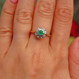 Ellibelle Jewellery Vintage 1978 Emerald & Diamond Cluster Ring