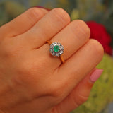 Ellibelle Jewellery Vintage 1978 Emerald & Diamond Cluster Ring