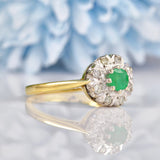 Ellibelle Jewellery Vintage 1978 Emerald & Diamond Cluster Ring