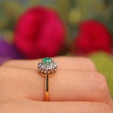 Ellibelle Jewellery Vintage 1978 Emerald & Diamond Cluster Ring