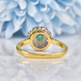 Ellibelle Jewellery Vintage 1978 Emerald & Diamond Cluster Ring