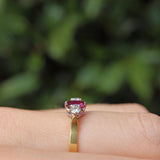 Ellibelle Jewellery Vintage 1978 Ruby & Diamond 18ct Gold Three Stone Ring