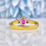 Ellibelle Jewellery Vintage 1978 Ruby & Diamond 18ct Gold Three Stone Ring