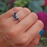 Ellibelle Jewellery Vintage 1978 Sapphire & Diamond 18ct White Gold Ring