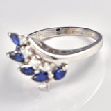 Ellibelle Jewellery Vintage 1978 Sapphire & Diamond 18ct White Gold Ring