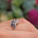 Ellibelle Jewellery Vintage 1978 Sapphire & Diamond 18ct White Gold Ring