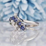 Ellibelle Jewellery Vintage 1978 Sapphire & Diamond 18ct White Gold Ring