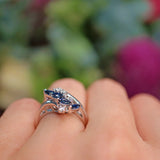 Ellibelle Jewellery Vintage 1978 Sapphire & Diamond 18ct White Gold Ring