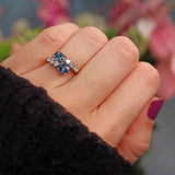 Ellibelle Jewellery Vintage 1979 Ceylon Sapphire & Diamond 18ct Gold Bypass Ring